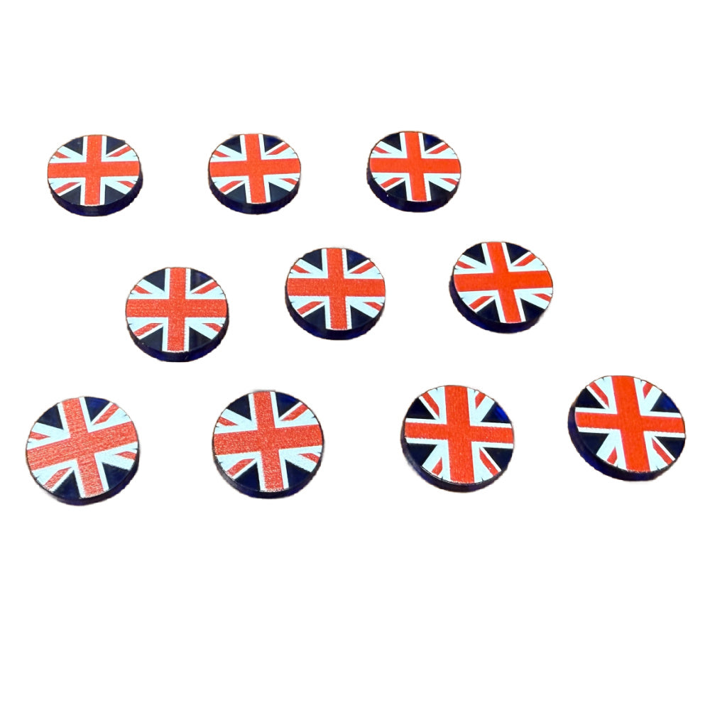 Premium Printed WWII Great Britain union Jack Tokens (10)