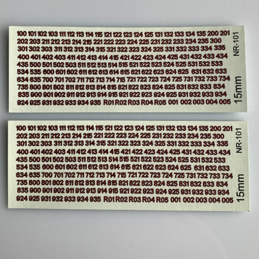 NR-101 AFV Numbers. Black outline, red center