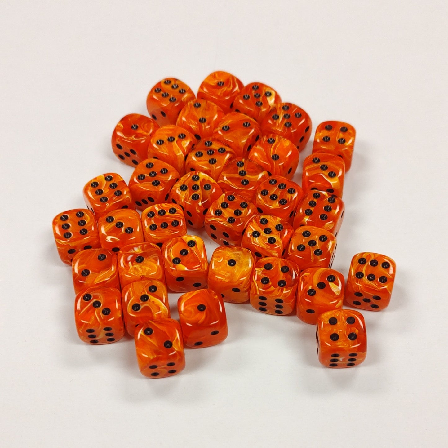 Opaque 12mm Dice w/ Rounded Corners Orange w/Black Pips (36 Pk)
