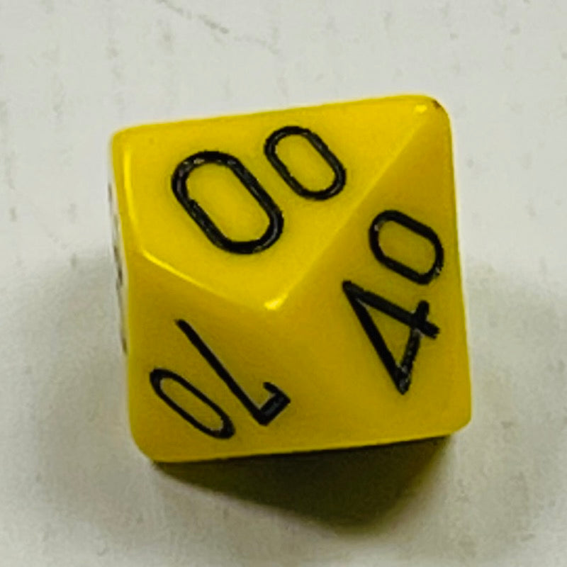 10 Sided (Tens) Die Yellow w/Black Numbers (x 5)