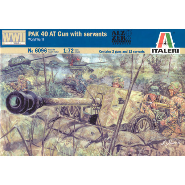 1/72 WWII German PaK 40 Anti-Tank Gun w/12 Crew (Italeri)