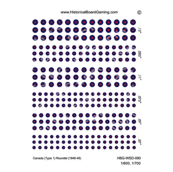 Decal Sheet, Canada (Type 1) Roundel (1946-1948)