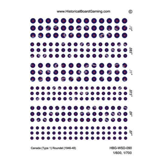 Decal Sheet, Canada (Type 1) Roundel (1946-1948)