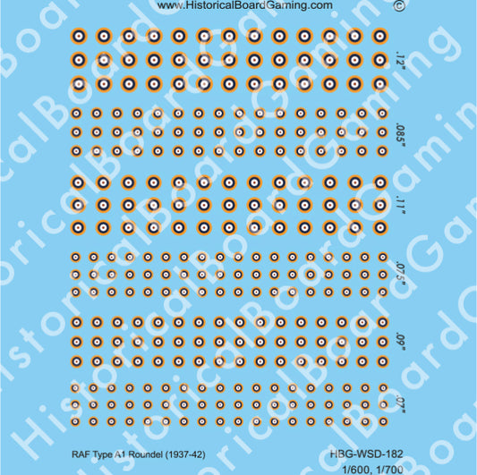 Decal Sheet, RAF Type A1 Roundel (1937-42)